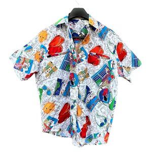 Mens Jaspé Graphic Button Down Cotton Shirt Size M
